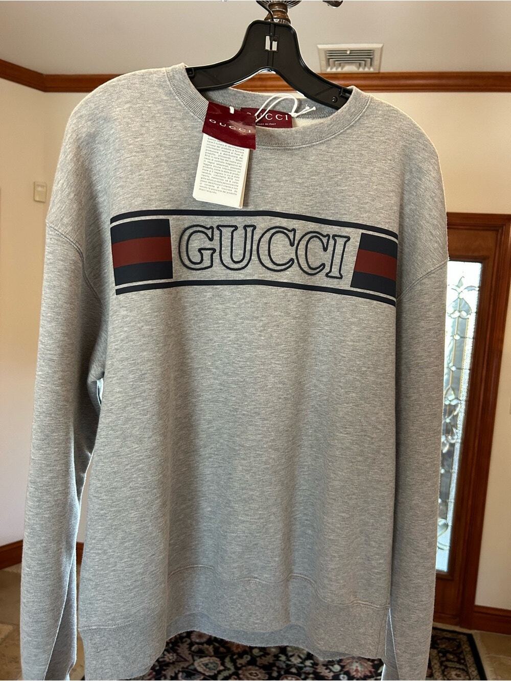 Men's Gucci jersey cotton sweatshirt prominent retro style embroidery medium